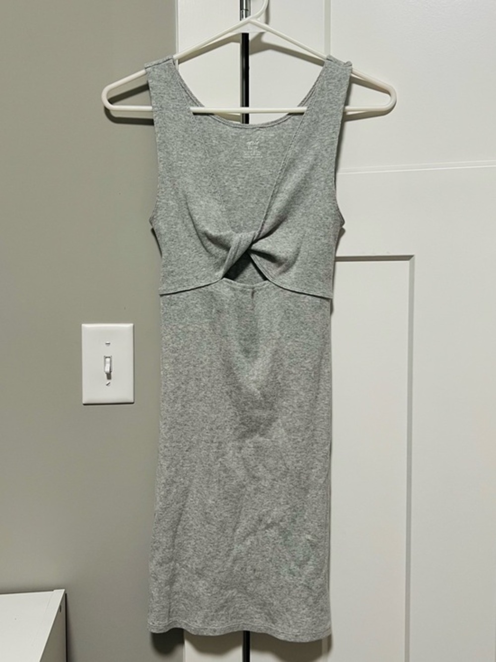aerie Heather Gray Twist-Front Midi Dress